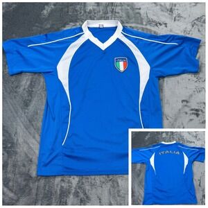 Italy Soccer Fan Jersey Mens Medium Blue Short Sleeve Shirt